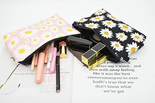 Borsun 2 Pcs Cosmetic Bag for Women Small Make Up Bag Waterproof Travel Toiletries Pouch with Zipper for Organizing Small Items, Gift Bags for Birthday Christmas(Daisy Flower 1) 6 Borsun 2 Pcs Cosmetic Bag for Women Small Make Up Bag Waterproof Travel Toiletries Pouch with Zipper for Organizing Small Items, Gift Bags for Birthday Christmas(Daisy Flower 1)