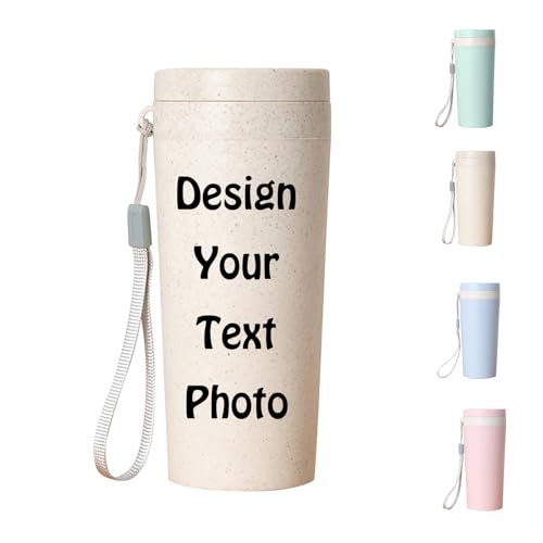 Personalized Lanyard Water Bottle With Custom Photo And Text, Lightweight Plastic Sports Cup For Gym, School, Travel, Kids & Adults, Leak-Proof Design (White)