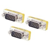 VCE 3-Pack VGA SVGA HD15 Male to Male Mini Gender Changer Coupler Adapter