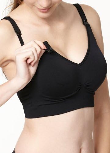 Mamaway Award Winning Maternity Seamless/Breastfeeding Nursing Bra | Sleep Bra | Strong Support | Australia Mother and Baby Award Silver | Black
