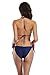 SHEKINI Women's Triangle Bikini Set Halter Sexy Bathing Suits String Low Waisted Two Piece Swimsuit(Small, Charming Blue)