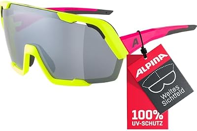 ROCKET BOLD - Wasserabweisende und Beschlagfreie Sport- & Fahrradbrille Mit 100% UV-Schutz Für Erwachsene, neon-pink yellow matt, One Size