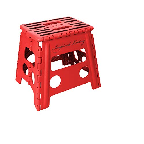 Inspired Living Step Heavy Duty folding-stools, 13" High, RED