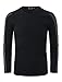 uxcell Men's Casual Long Sleeve Pullover Leather Sleeves Crew Neck T-Shirts Black S US 34