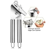 Can Opener, Food Grade Stainless Steel 3-IN-1 Safety Kitchen Can Opener Manual Smooth Edge Heavy Duty with Ultra Sharp Cutting Wheel Easy-to-Turn Knob Ergonomic Non-slip Grips Built-in Bottle Opener