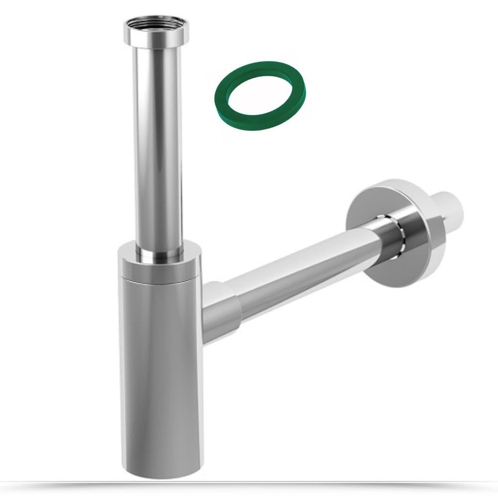 Schläfer 3439410 | Minimalist Abs 1 1/4 Siphon, Siphon for Washbasin and Bidet, Universal Sink Drain, Chrome Anti-Odor Plastic Siphon, Wall Drain Pipe diam 32 mm.