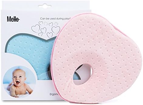 Baby Pillow by Mello: Orthopedic Cushion for Infants and Toddlers, Flat Head Syndrome Prevention, Headrest Against Plagiocephaly (Blue)