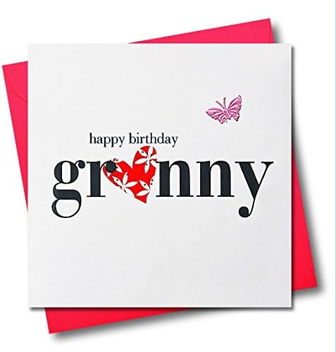 Claire Giles Greeting Cards, Happy Birthday Granny Card, Heart and Flowers Design Birthday Greeting Card