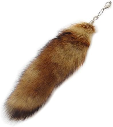 HHIPP 13" Stylish Fox Fur Tail Bag Hanging Keychain Keyring Natural Color Fashion Bag Hanging Accessories Genuine Cosplay Toy Car Charm Pendant (4)