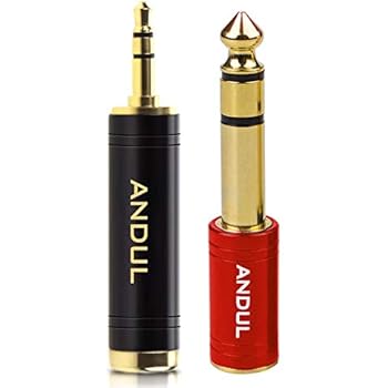 ANDUL 1/4 inch to 3.5mm and 3.5mm(1/8'') Plug Male to 6.35mm (1/4'') Jack Female Stereo Pure Copper Headphone Adapter for Amp Guitar,Piano,etc (Black+Red)
