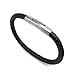 Loralyn Designs Unisex Black Braided Genuine Leather Bracelet with Stainless Steel Locking Clasp (7.5 Inch)