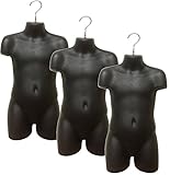 3 pcs Stackable Kid's Size Plastic Hanging Torso Form - Heavy Duty (Black)