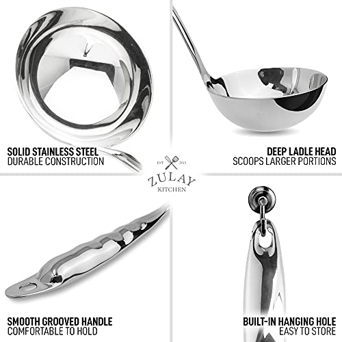 Zulay Premium 12 Inch Stainless Steel Ladle with Comfortable Grip