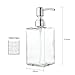 VCOO Soap Dispenser Bottle with Stainless Steel Pump, Refillable Rectangle Clear Glass Jar, Great for Essential Oils, Lotions, Liquid Soaps for Kitchen Bathroom(500ml/16oz)