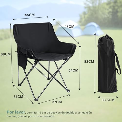 lemonsea Sillas Plegables Camping, Sillas de Playa Impermeable Ligera, Silla Camping Ergonómicas con Estructura de Acero Resistente e Incluye Funda de Transporte para Camping, Playa y Exteriores