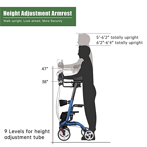 BEYOUR WALKER Upright Rollator Walker, Stand Up Rolling Walker with