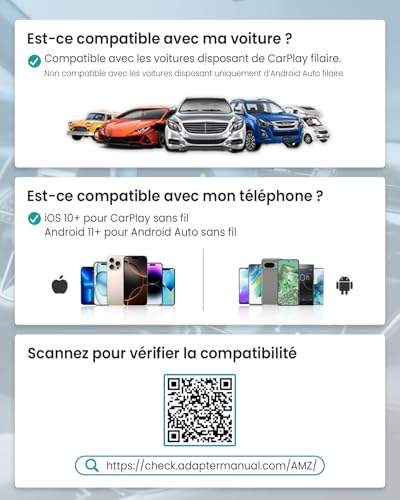 OTTOCAST Play2Video Ultra, 3-en-1 Boîtier AI pour Netflix/Youtube/Prime Video, Adaptateur CarPlay sans Fil & Android Auto avec clé USB, Wi-FI Dual Band, Bluetooth 5.4, 4Go+32Go, Plug & Play