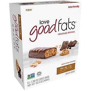 LOVE GOOD FATS Peanut Butter Chocolatey Snack Bar 12Ct, 1.38 OZ