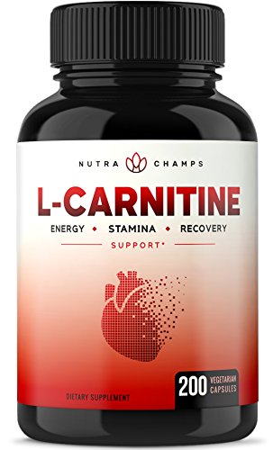 L-Carnitine 1000mg - 200 Vegan Capsules for Energy, Stamina, Recovery, Fat Metabolization, Heart Health, Weight Loss - Best Value Vegetarian L Carnitine 500mg Pills by NutraChamps