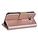 Arae Wallet Case Compatible for Samsung Galaxy Grand Prime with Wrist Strap and [4-Slots] ID&Credit Cards Pocket (Rosegold)