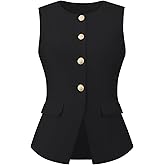 Hobemty Women's Suit Vest Tops Work Sleeveless Button Down Blazer Waistcoat