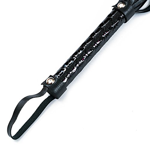 sunland Faux Leather Short Riding Whip with Diamond Pattern Handle - Thumbnail 4