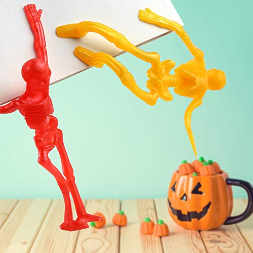 3 otters 57 PCS Stretchy Toys, Stretchy Skeleton Halloween Stretch Skeleton Toys for Kids Fun Party Favors Halloween Funny Toy Candy Bag Fillers in 6 Different Colors