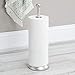 mDesign Metal Free-Standing Toilet Paper Holder with Stainless Steel Tube, Stand with Storage Roller Organizer for Bathroom Cabinet - Holds 3 Rolls Toilet Tissue - Hyde Collection - Satin