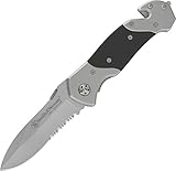 SMITH & WESSON SWFRS 8in High Carbon S.S. Folding Knife with 3.3in Drop Point Serrated Blade and S.S. with G-10 Inlay Handle for Outdoor, Tactical, Survival and EDC