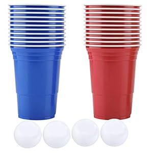 Beer Pong Set Drink Game Set Beer Pong Cups-22 Cups 4 Ping-Pong Ballen Accessoires Kit voor Party House Outdoor Events…