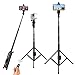 55” Phone Tripod Stand & Selfie Stick Tripod, All-in-One Extendable Camera & Cell Phone Tripod with Wireless Remote and Phone Holder, Compatible with iPhone Andriod Phones Black