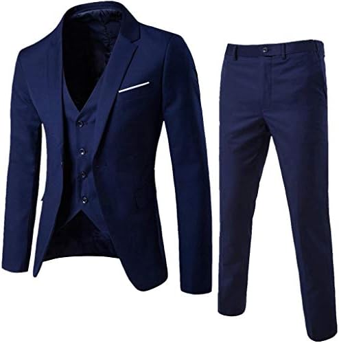Celiy Men Suit Slim 3-Piece Suit Blazer Business Wedding Party Jacket Vest & Pants