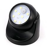 Motion Sensor LED Lighting Infrared Detection Rotatable Night Lamps Ultra Light For Dark Corners, Black
