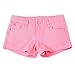 HDE Women's Solid Color Ultra Stretch Fitted Low Rise Moleton Denim Booty Shorts (Light Pink, Medium)