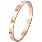 Cleocean Rose Gold Women's Bracelet with Diamond Accents Elegant and Timeless Bangle Perfect for Everyday Wear or Special Occasions
