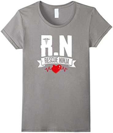Women's RN Rescue Ninja Nurse Nursing Tshirt XL Slate