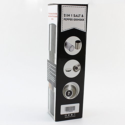 2-in-1 Salt and Pepper Grinder Set by Chef Keri- Premium Salt and Pepper Mill - Ceramic Grinding Mechanism Mill, Sleek Stainless Steel Design