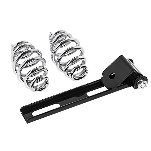 Senkauto Leather Bobber Solo Seat Chrome Barrel Springs Mounting Bracket Set for Harley Sporster 883 1200 Chopper 48 Dyna
