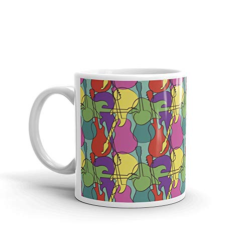 Seamless Pattern Of Musical Instruments Techno Bass Tea Fun Mug Cup Ceramic 11oz