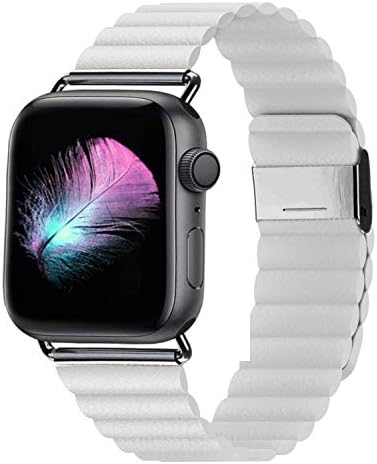 LKEITY Compatible for Apple Watch Band 44mm 42mm 40mm 38mm - Upgrade Adjustable Leather Strap with Strong Magnetic for iWatch Series 4/3/2/1