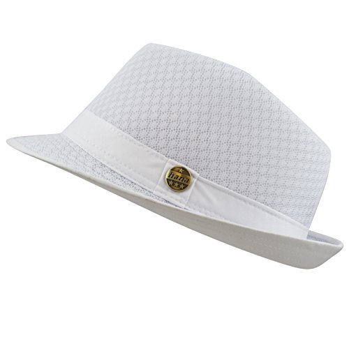 THE HAT DEPOT 200G1015 Classic Cool Soft Mesh Fedora hat (L/XL, White)