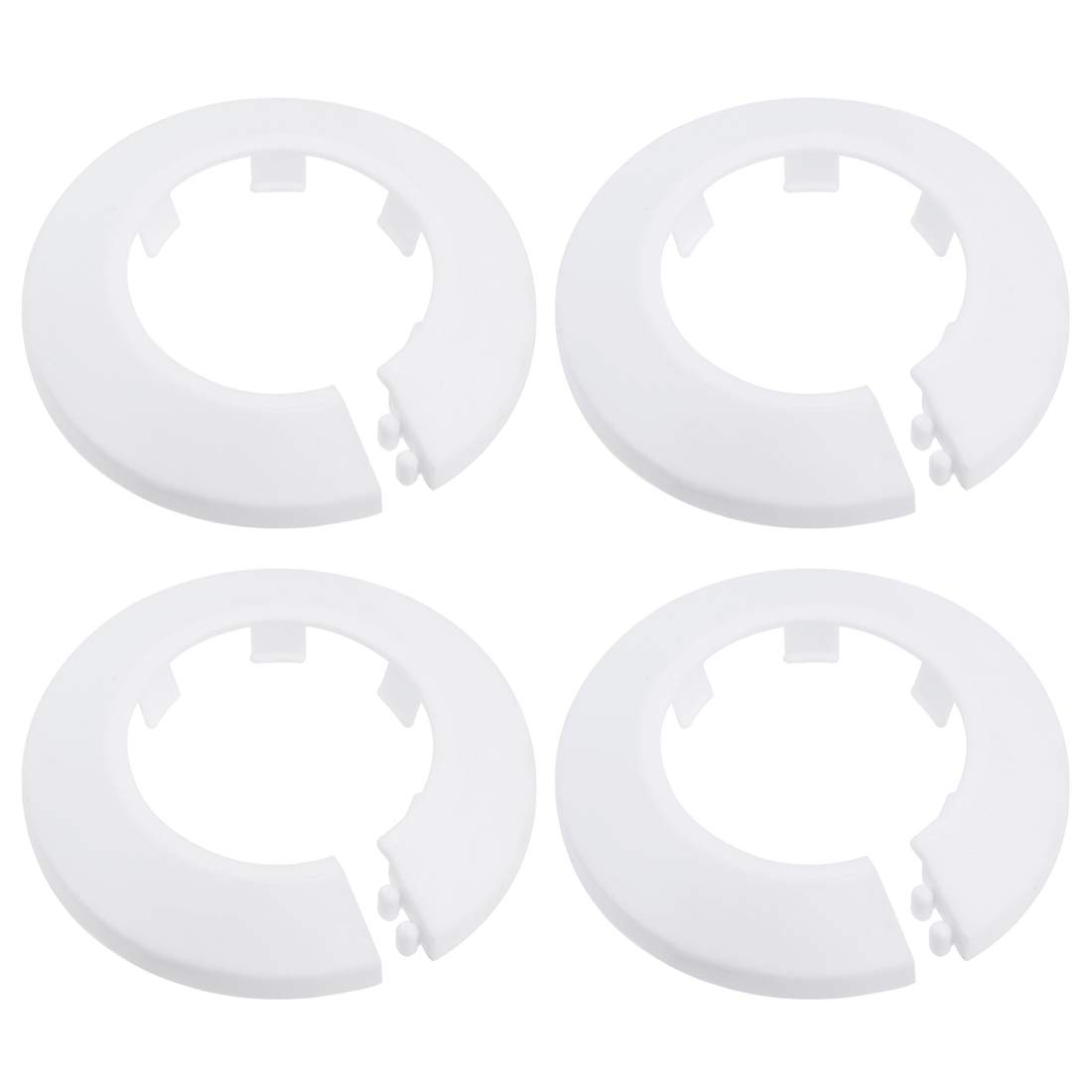 sourcing map 40mm Pipe Cover Decoration PP Plastic Water Pipe Escutcheon White 4pcs