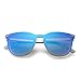 JIM HALO Trendy Rimless Mirrored Sunglasses Reflective Sun Glasses for Women Men (Matte Transparent/Mirror Gradient Blue)
