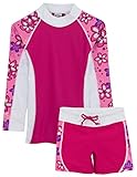Tuga Girls Shoreline L/S & Short (UPF 50+), Blossom Pink, 4/5 yrs