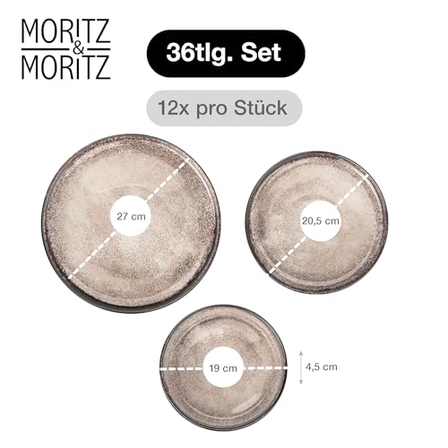 Moritz & Moritz VIDA Geschirrset 12 Personen Beige 36-tlg. - Modernes Porzellan Geschirr Set - Kratz-, Mikrowellen- & Spülmaschinenfest, Essgeschirr, Tafelservice, Kombiservice 12 Personen thumbnail 2