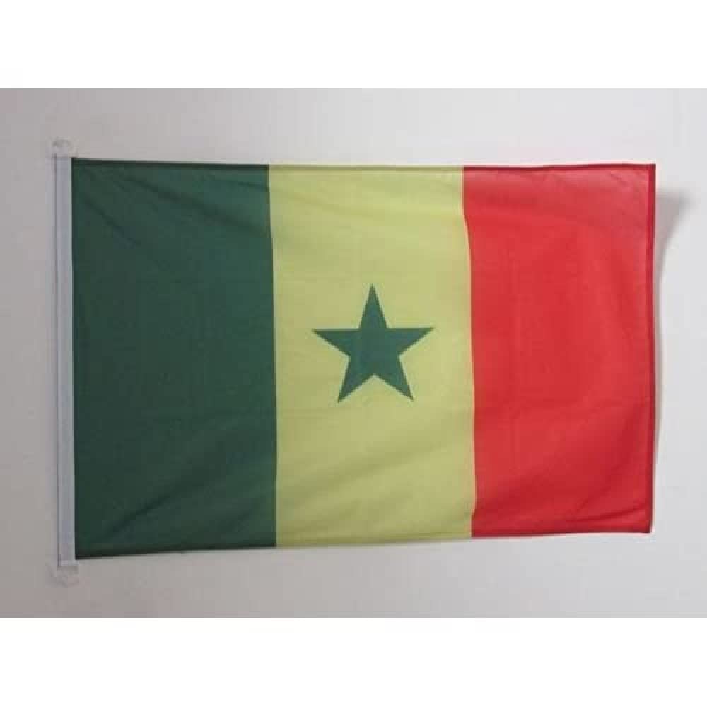 AZ FLAG - Senegal Flag - 2x3 Ft - For Outdoor - Senegalese Banner Knitted Polyester with Two Plastic Rings - Fade Resistant - Vivid Colors - 2' x 3' Feet - 90x60 Cm