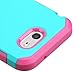 Samsung Galaxy J3 Luna Pro Case, Galaxy J3 Emerge Case, Galaxy J3 Prime Case, Galaxy Express Prime 2 Case, BornTech Dual Layer Slim Shockproof Armor Protector Phone Case Cover (Pink/Teal)