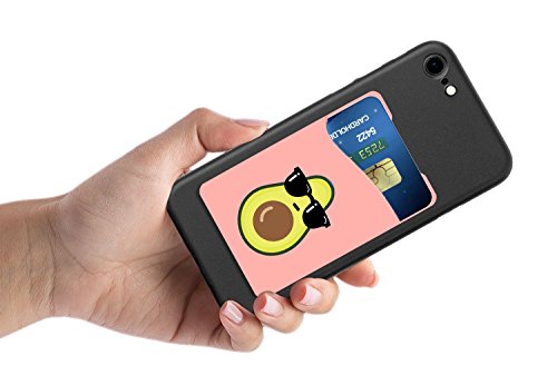 (Two) Avocado and Pineapple cell phone stick on wallet card holder phone pocket for iPhone, Android and all smartphones.
