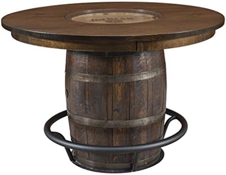 Jim Beam Whiskey Barrel 54" Pub Height Dining Table, Stained Golden Brown