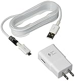 Samsung Fast Charging Adapter Travel Charger with 5-foot Micro USB Data Charge Sync Cable for Galaxy S7 S7 Edge S6 S6 Edge S4 S3 Note 4 Note 2